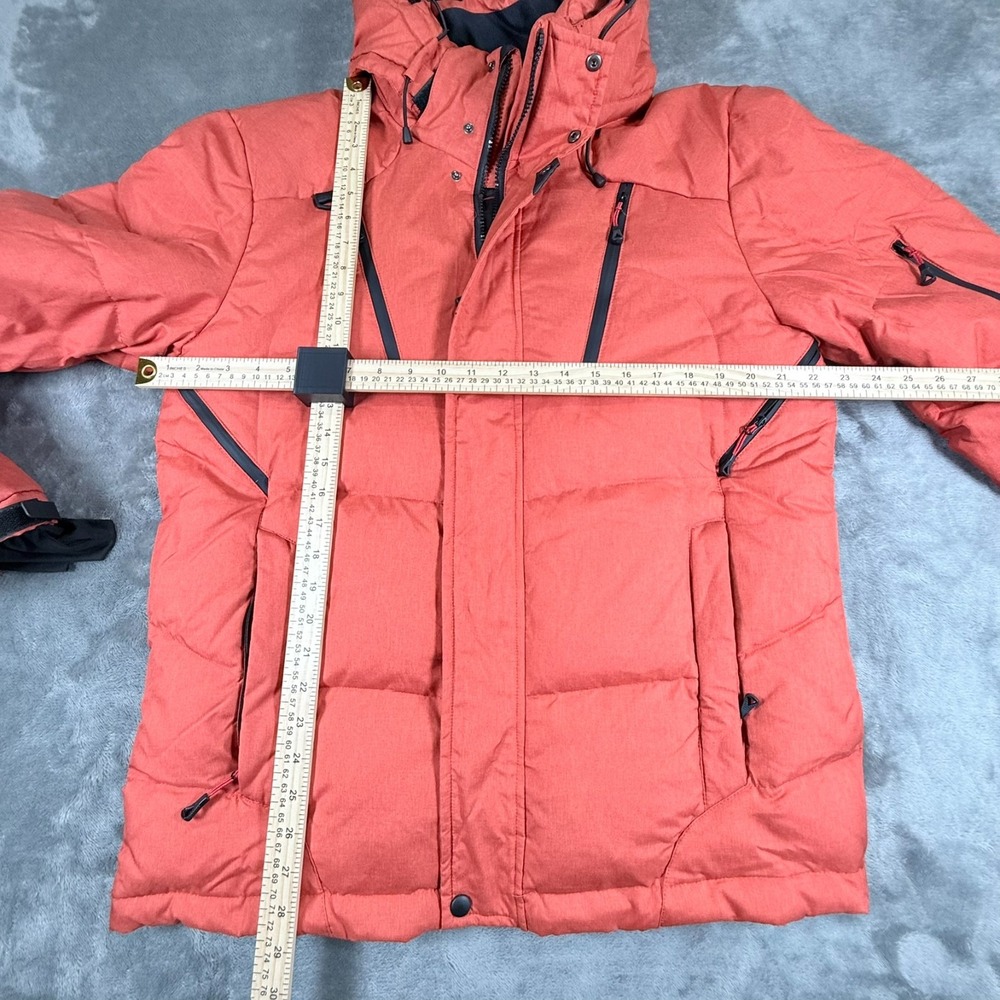 DOWN FKOW Men's XL Orange Ski Coat Quilted Puffer Insulated Removeable Hood - Picture 6 of 14